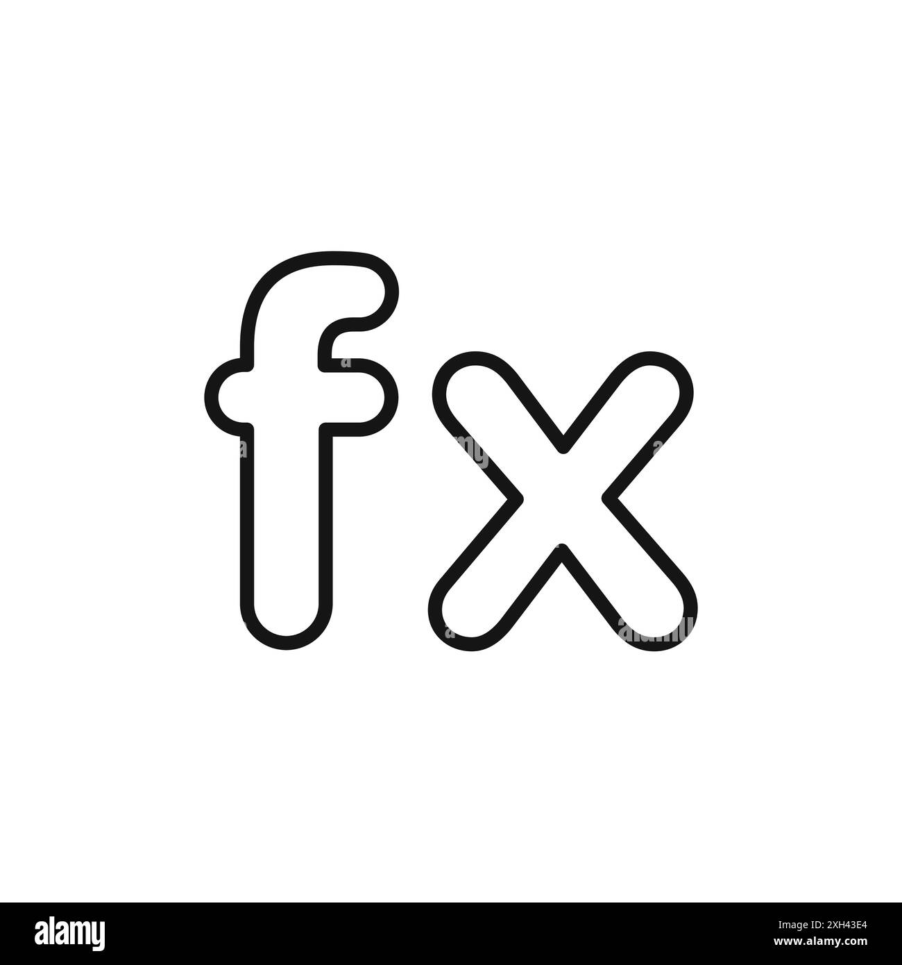 Contour vectoriel de signe de logo d'icône de fonction mathématique en noir et blanc Illustration de Vecteur