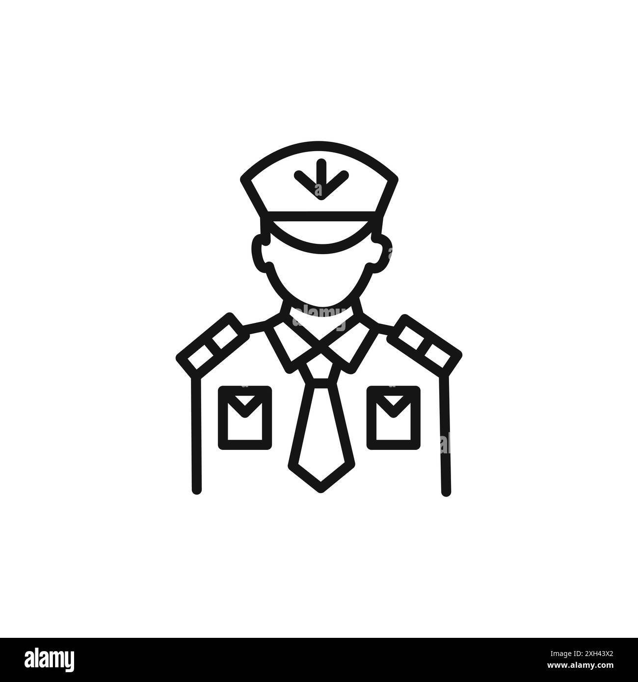 Contour de vecteur de signe de logo d'icône d'officier en chef masculin en couleur noire et blanche Illustration de Vecteur
