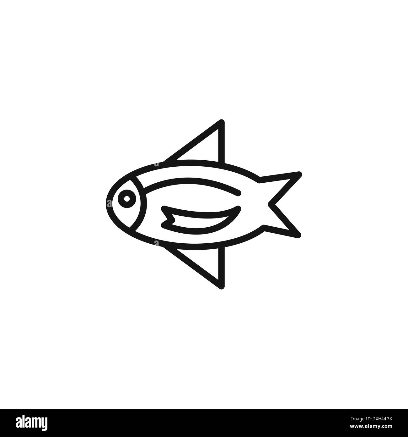 contour de vecteur de signe de logo d'icône de poisson de perche en couleur noire et blanche Illustration de Vecteur