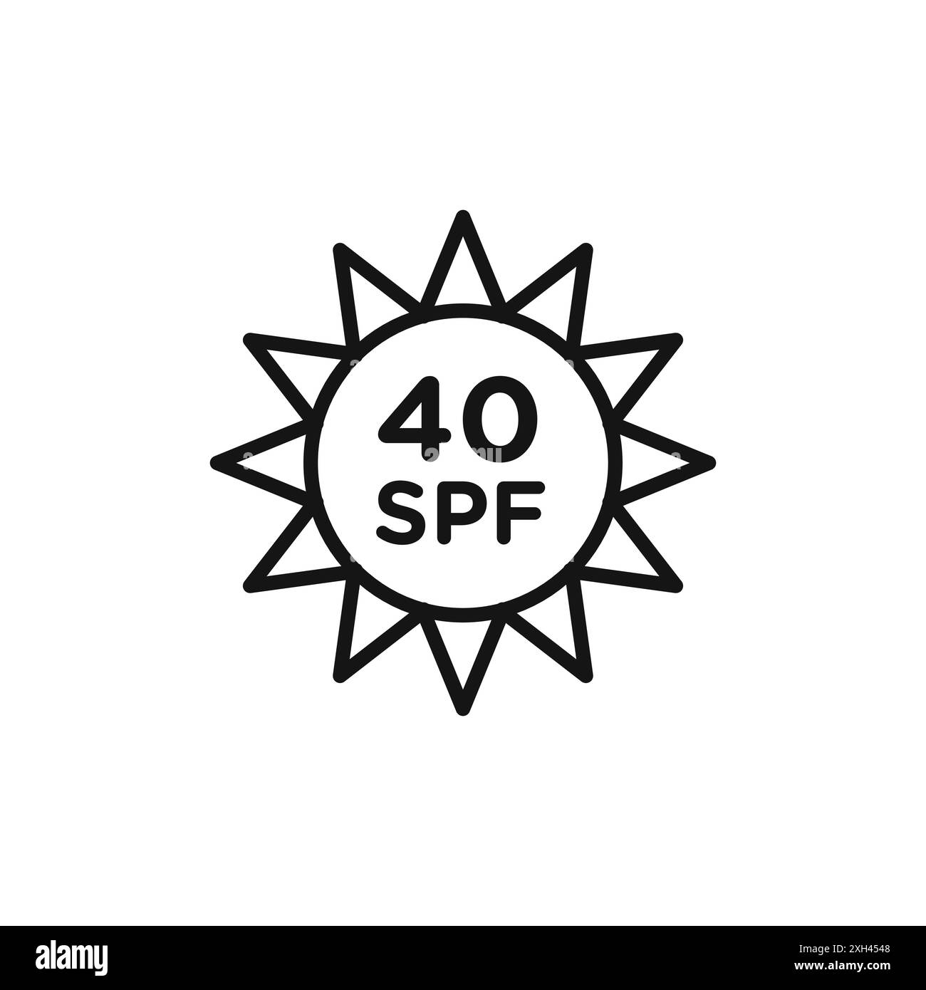 Facteur de protection solaire 40 icône logo signe vectoriel contour en noir et blanc Illustration de Vecteur