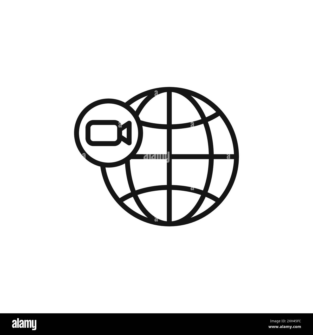 Icône de conférence vidéo chat logo signe vectoriel en noir et blanc Illustration de Vecteur