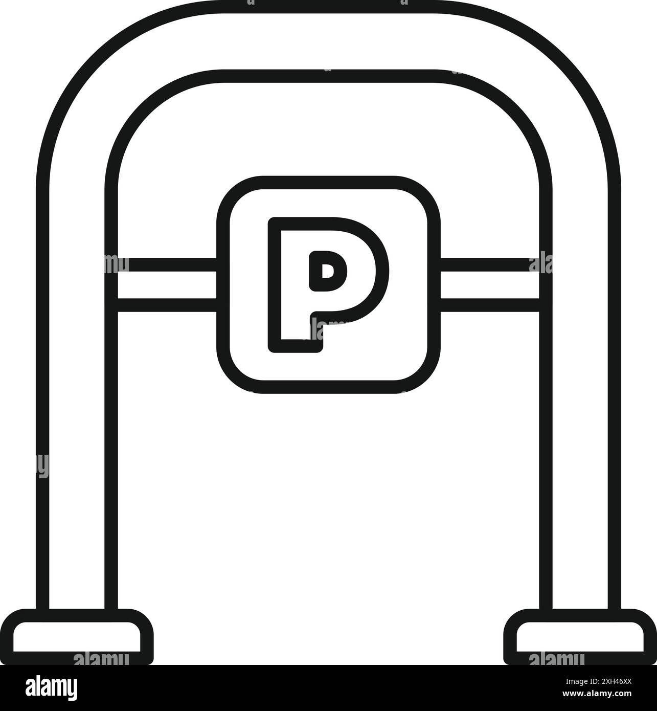Barrière de stationnement simple avec le signe p indiquant une place de stationnement Illustration de Vecteur