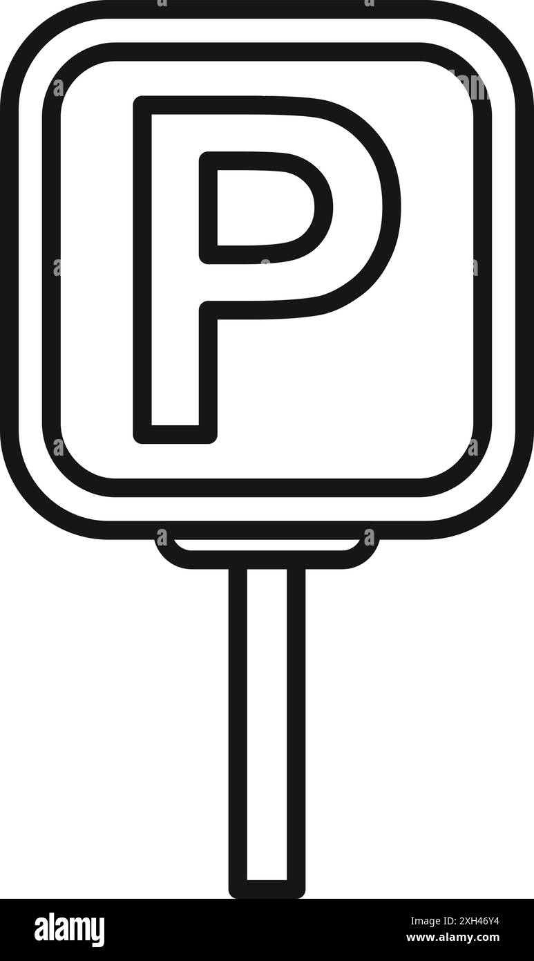 Simple panneau de stationnement debout sur un poteau indiquant que le stationnement est autorisé dans cette zone Illustration de Vecteur