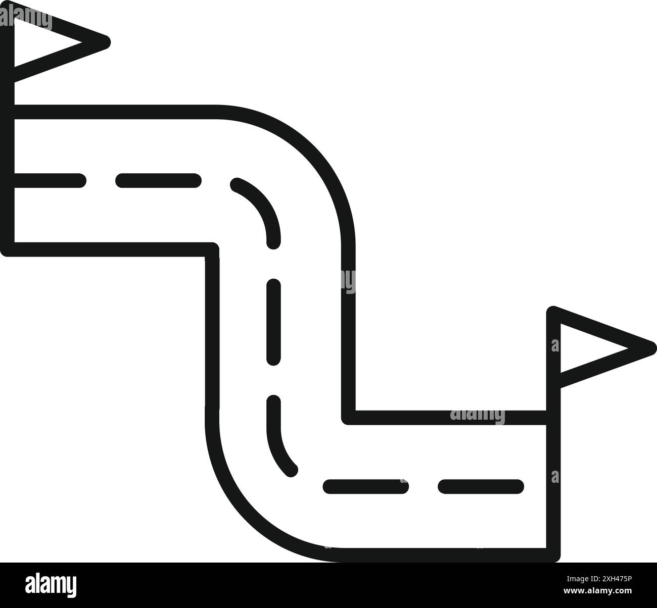 La route sinueuse mène au succès avec la ligne d'arrivée du drapeau symbolisant la persévérance et la détermination Illustration de Vecteur