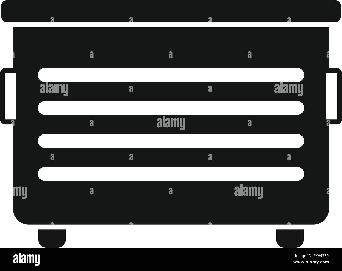 Silhouette noire d'une grande benne à ordures en métal utilisée pour l'enlèvement des déchets Illustration de Vecteur