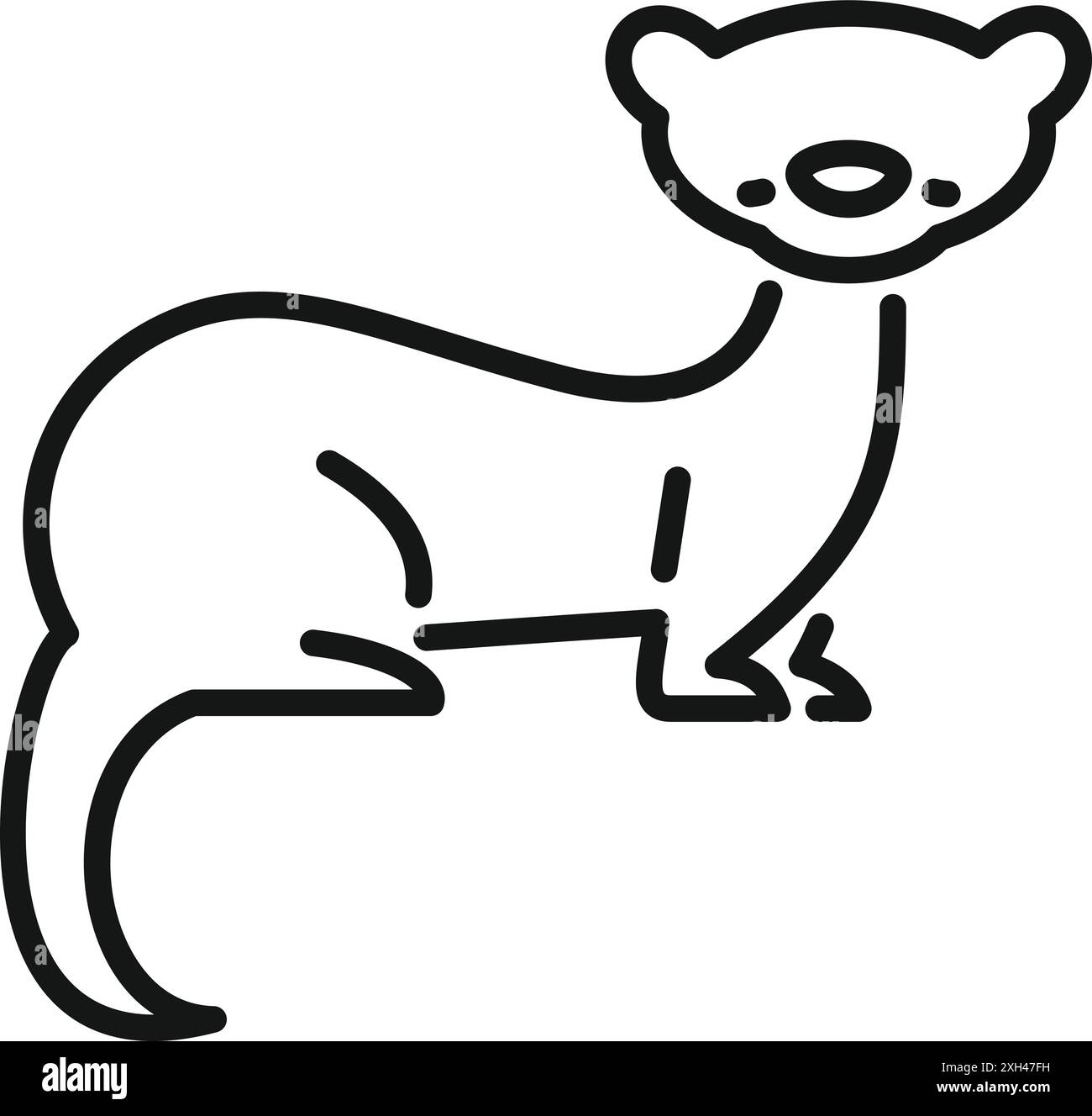 Simple dessin au trait d'un furet debout sur quatre pattes Illustration de Vecteur