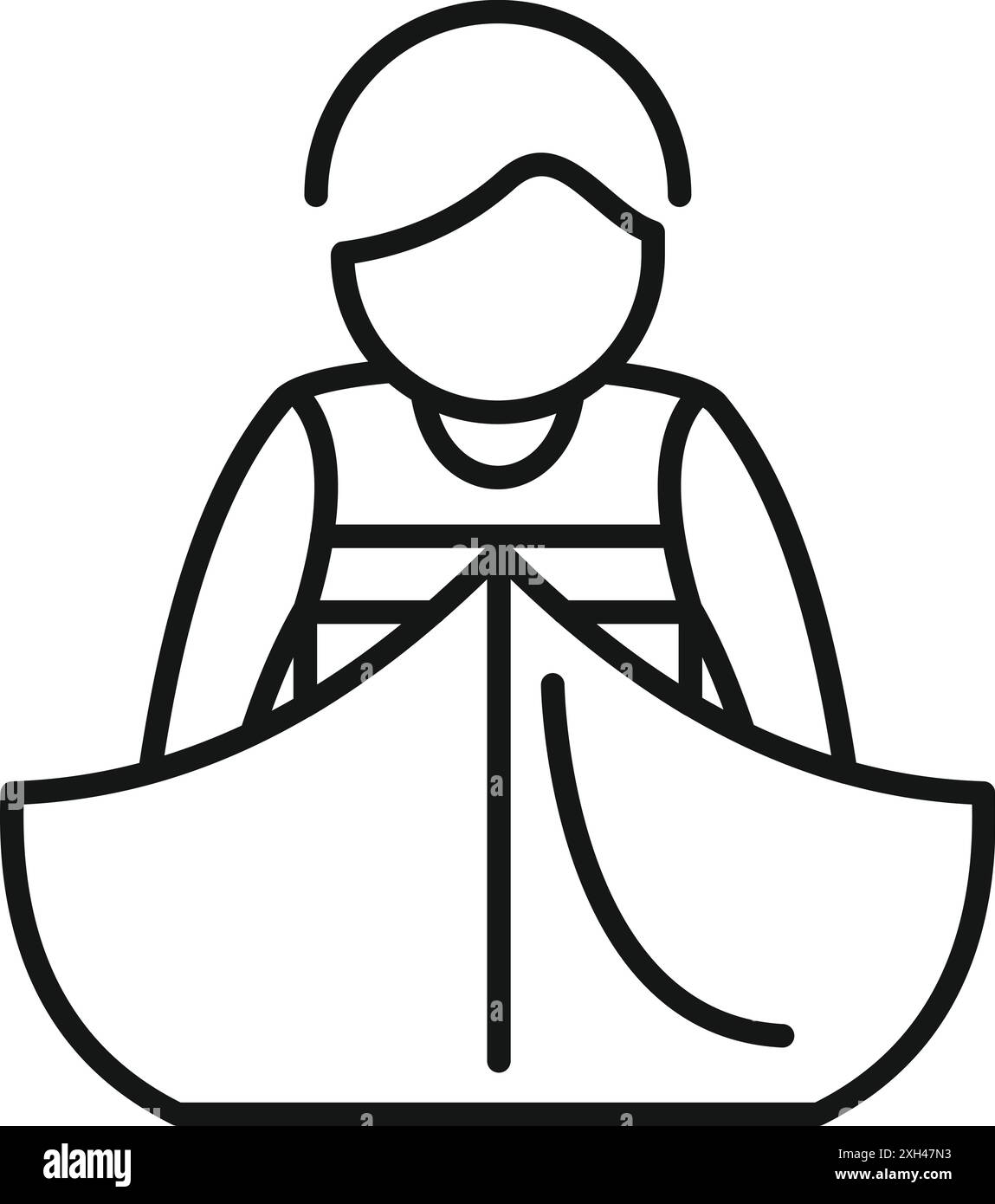 Icône d'art au trait d'un kayakiste ramant un kayak, parfait pour représenter les sports nautiques et les loisirs Illustration de Vecteur
