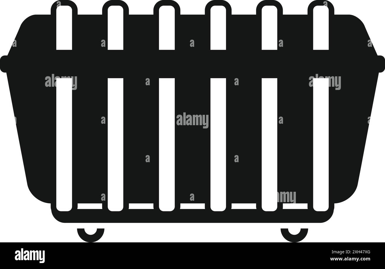 Icône simple d'une grande poubelle en métal déplacée pour être vidée le jour de la collecte Illustration de Vecteur