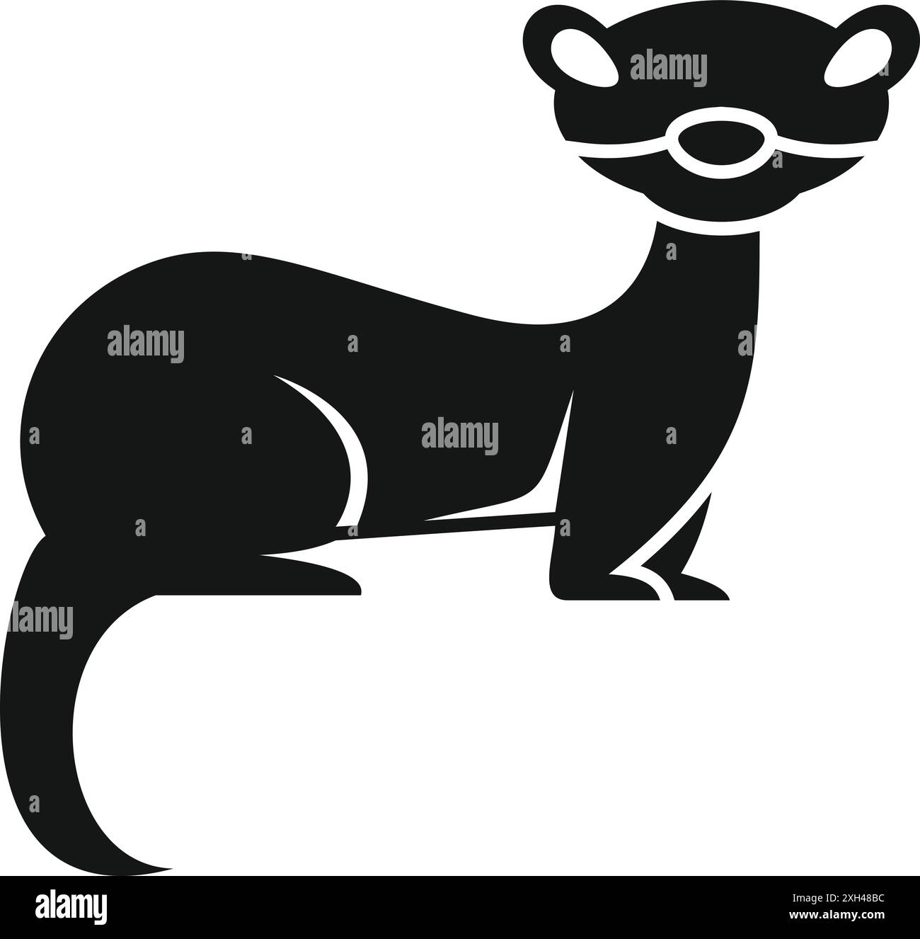 Simple logo noir et blanc d'un furet debout sur quatre pattes Illustration de Vecteur