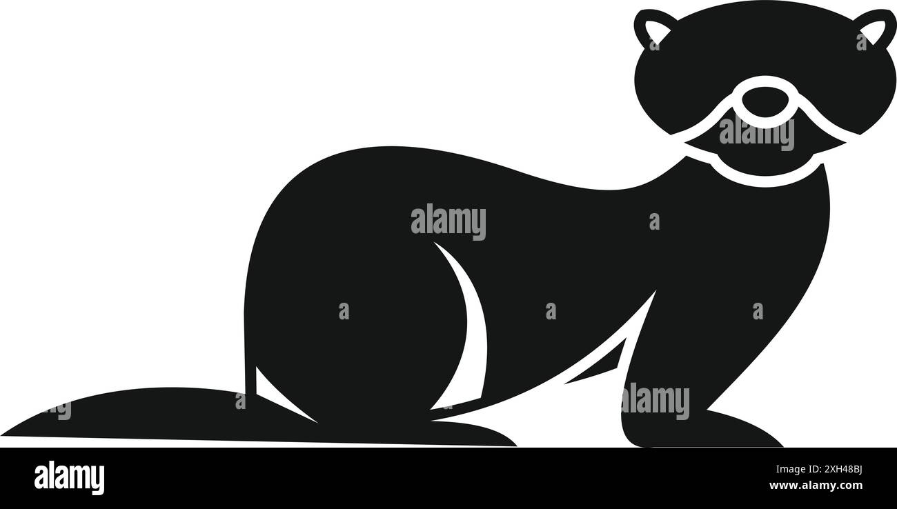 Silhouette noire simple d'un furet debout sur quatre pattes Illustration de Vecteur