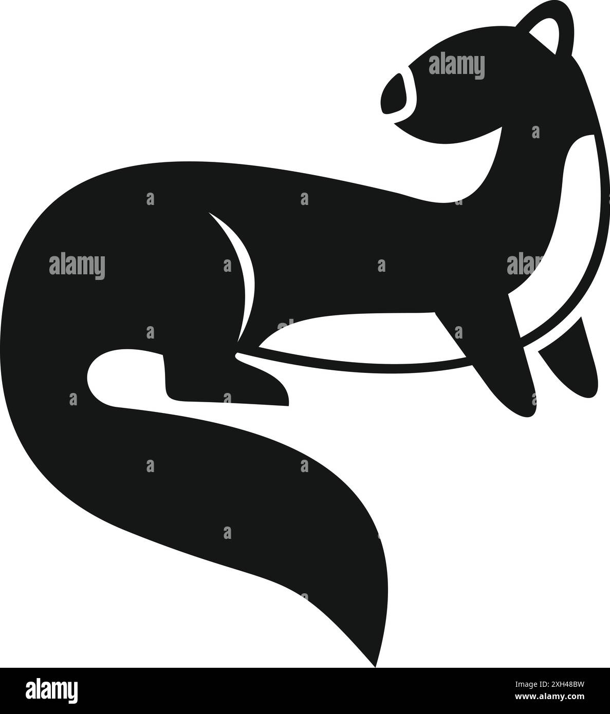 Silhouette noire d'un furet debout sur quatre pattes, en vue de profil, style minimaliste Illustration de Vecteur