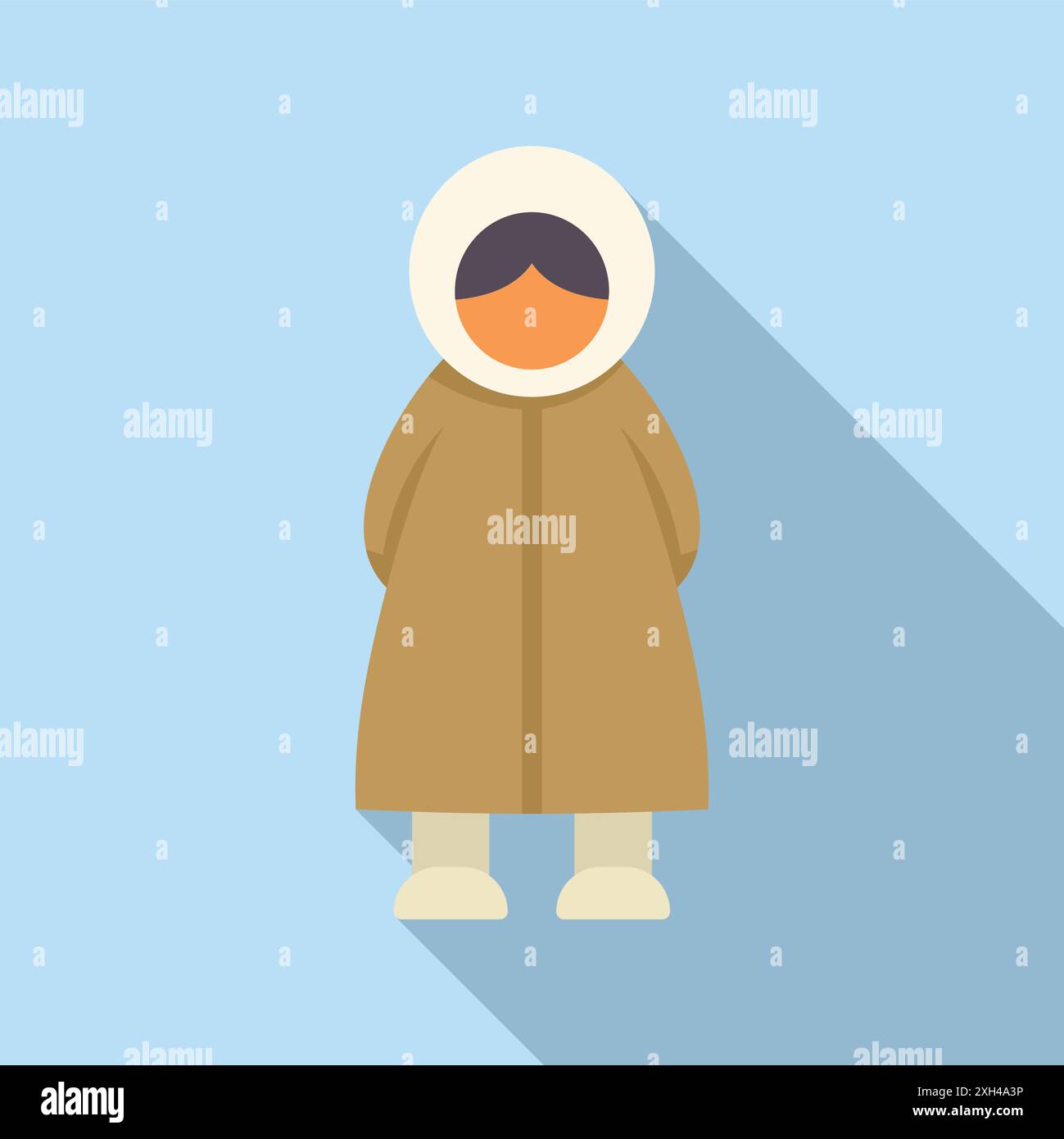 Homme Inuit portant des vêtements chauds traditionnels debout immobile Illustration de Vecteur