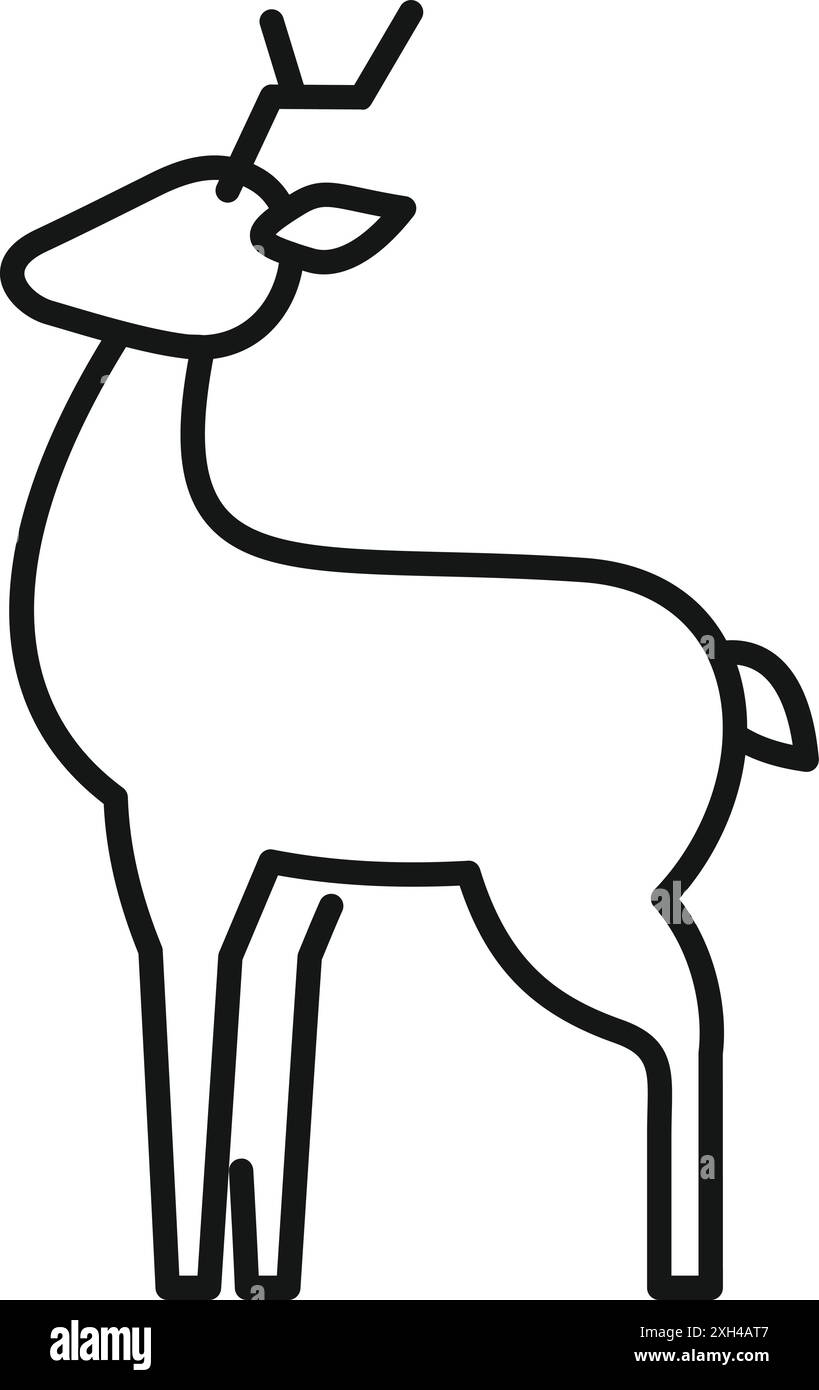 Illustration minimaliste d'un jeune cerf debout, avec de petits bois, parfait pour les dessins qui transmettent la grâce et la nature Illustration de Vecteur