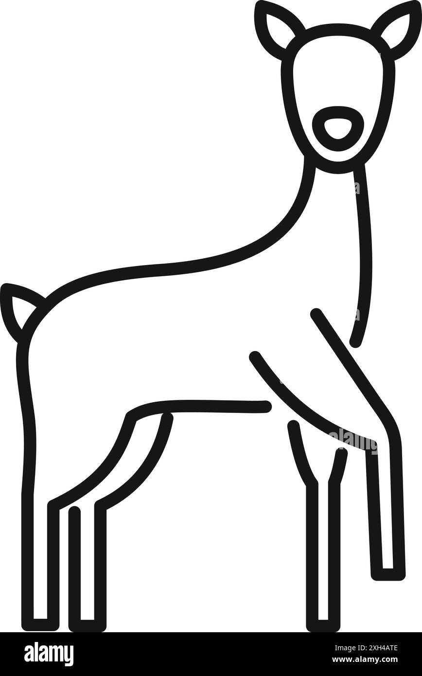 Icône minimaliste d'art au trait d'un jeune cerf debout sur quatre pattes Illustration de Vecteur