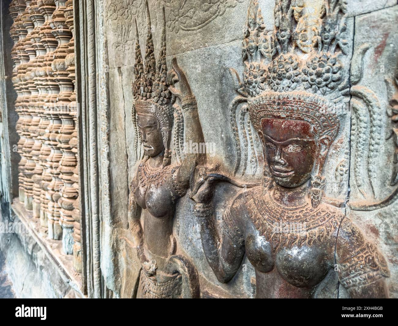 Site classé au patrimoine mondial de l'UNESCO à Angkor Wat, un complexe de temples hindou-bouddhistes près de Siem Reap, Cambodge. Banque D'Images Site classé au patrimoine mondial de l'UNESCO à Angkor Wat, un complexe de temples hindou-bouddhistes près de Siem Reap, Cambodge. Banque D'Images