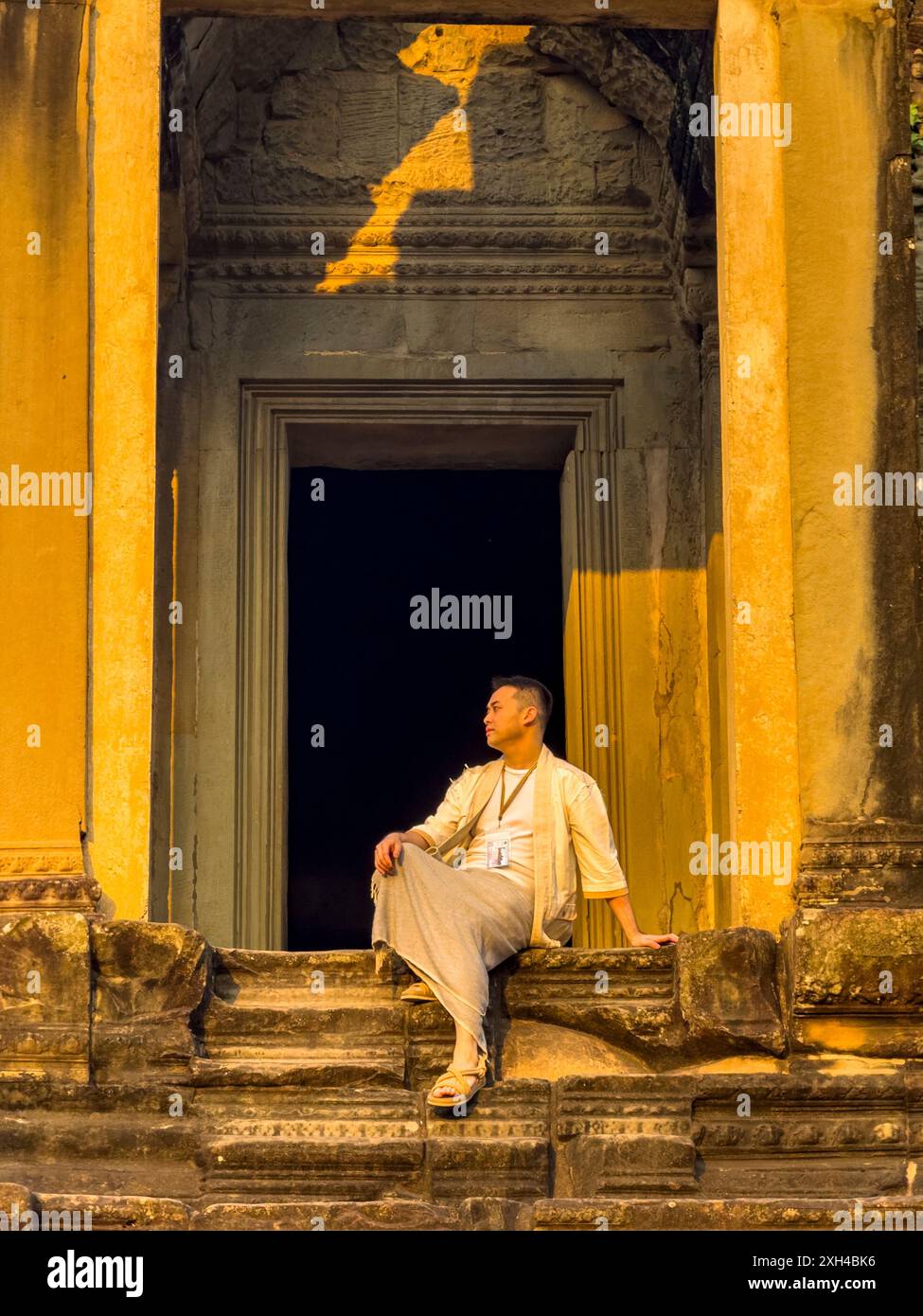 Site classé au patrimoine mondial de l'UNESCO à Angkor Wat, un complexe de temples hindou-bouddhistes près de Siem Reap, Cambodge. Banque D'Images