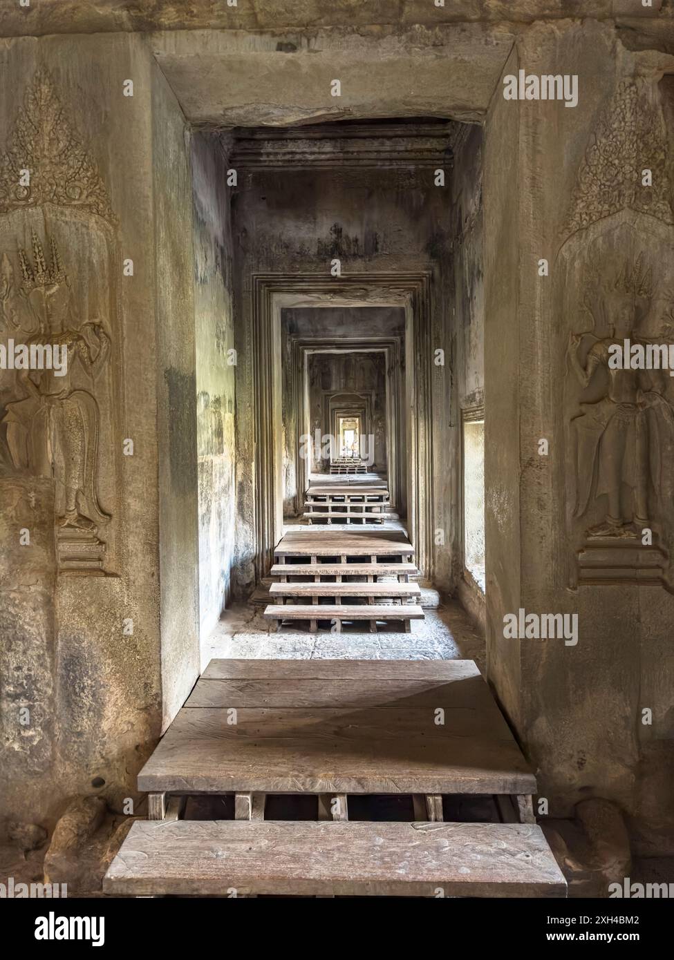 Site classé au patrimoine mondial de l'UNESCO à Angkor Wat, un complexe de temples hindou-bouddhistes près de Siem Reap, Cambodge. Banque D'Images