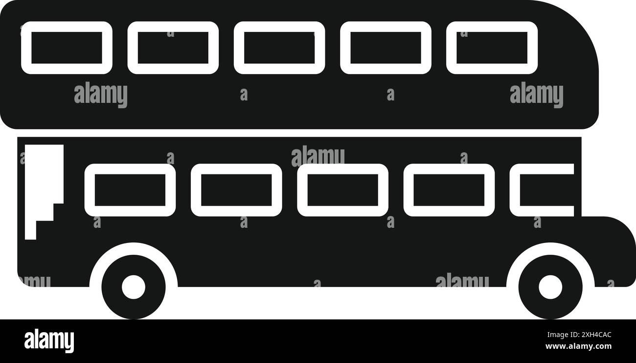 Silhouette noire et blanche d'un bus à impériale rouge classique, symbole de londres et d'angleterre Illustration de Vecteur