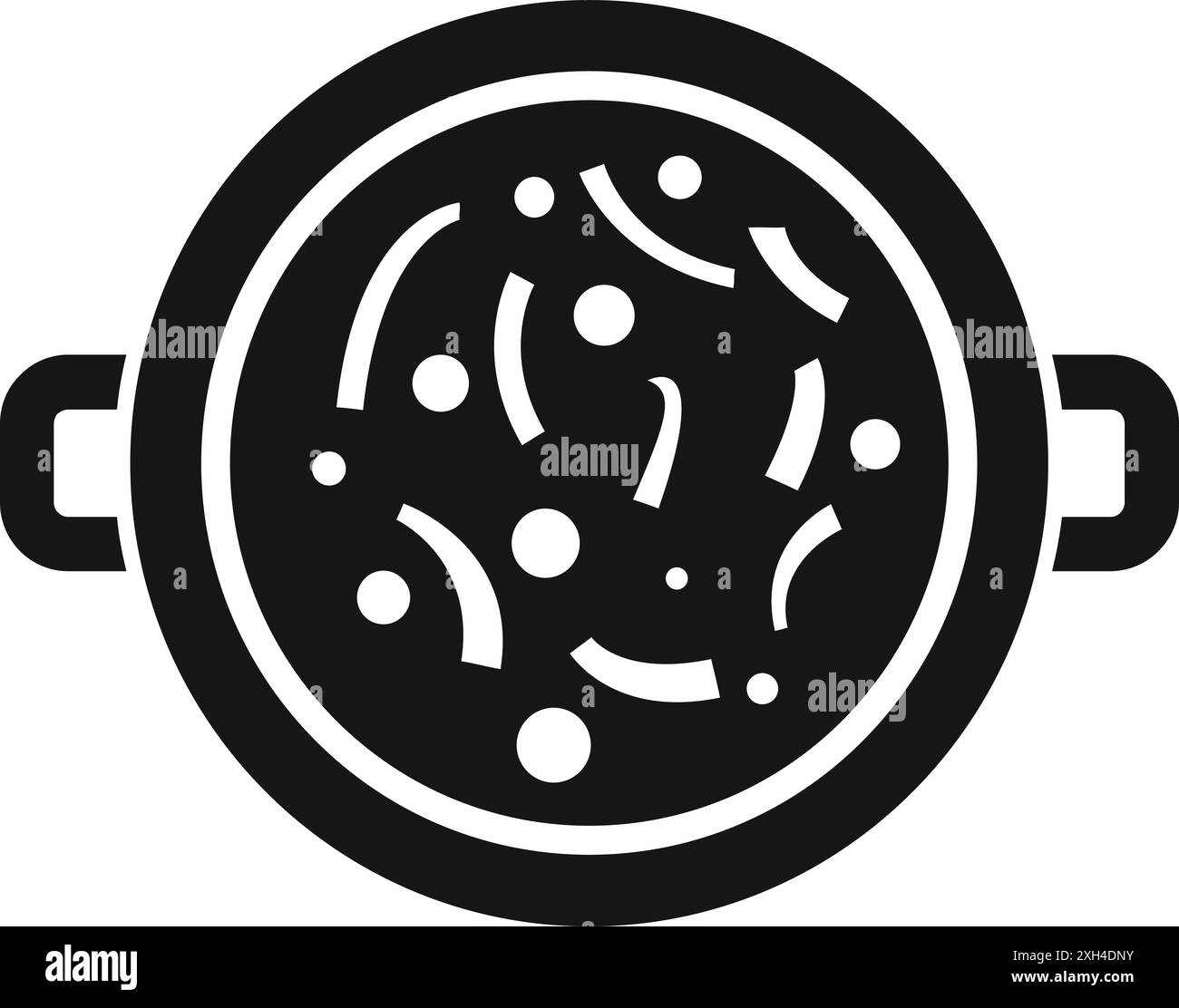 Icône simple d'une marmite contenant de la soupe avec des légumes, vue de dessus Illustration de Vecteur