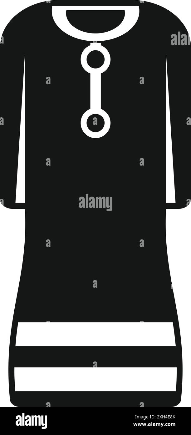 Icône de glyphe noir représentant une robe femme, un vêtement classique pour un style féminin et élégant Illustration de Vecteur