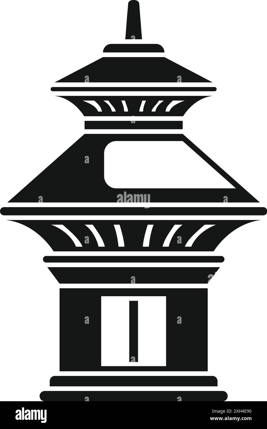 Illustration en noir et blanc d'une pagode népalaise traditionnelle, mettant en valeur le style architectural unique trouvé au népal et son lien avec le patrimoine bouddhiste Illustration de Vecteur Illustration en noir et blanc d'une pagode népalaise traditionnelle, mettant en valeur le style architectural unique trouvé au népal et son lien avec le patrimoine bouddhiste Illustration de Vecteur