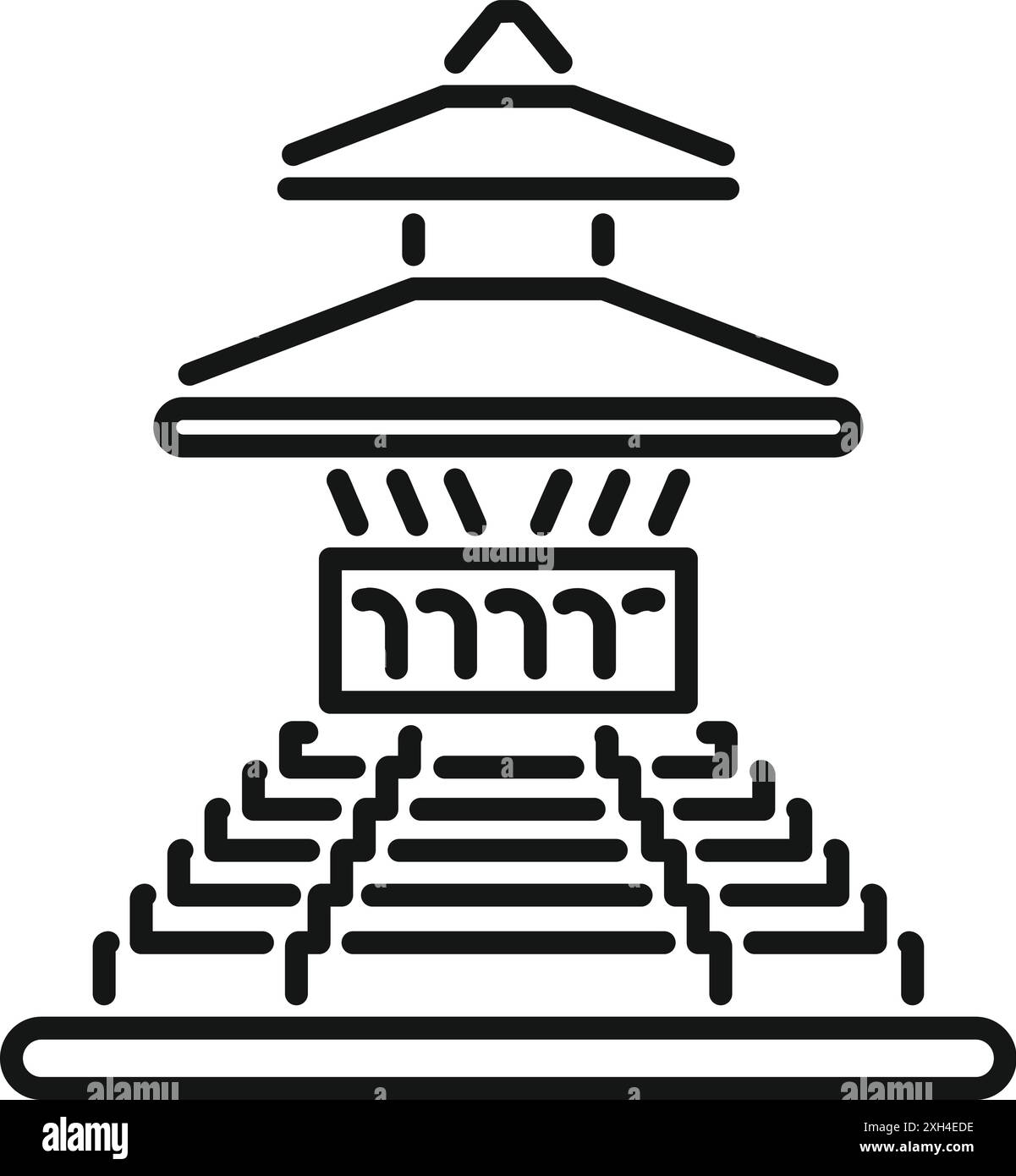 Ancien bâtiment asiatique avec grand toit debout sur des marches en pierre, icône linéaire Illustration de Vecteur Ancien bâtiment asiatique avec grand toit debout sur des marches en pierre, icône linéaire Illustration de Vecteur