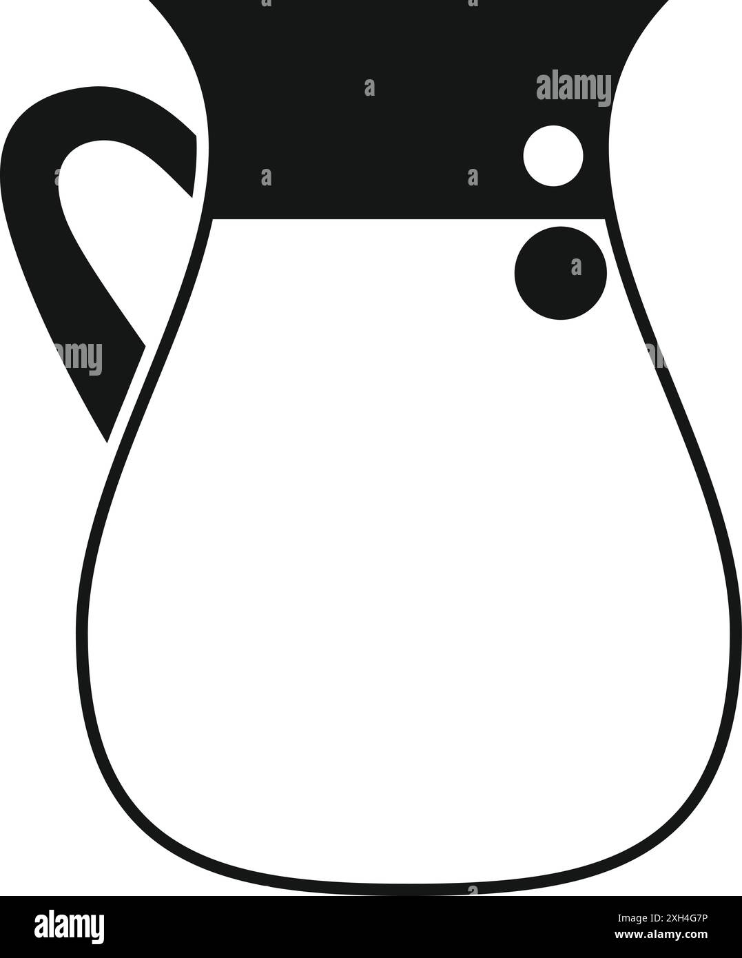 Cruche noire et blanche avec poignée pour lait ou eau, isolée sur fond blanc Illustration de Vecteur