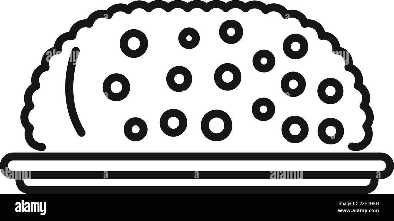 Délicieux gâteau de pâques traditionnel avec glaçage et saupoudres sur l'assiette icône minimaliste d'art au trait Illustration de Vecteur