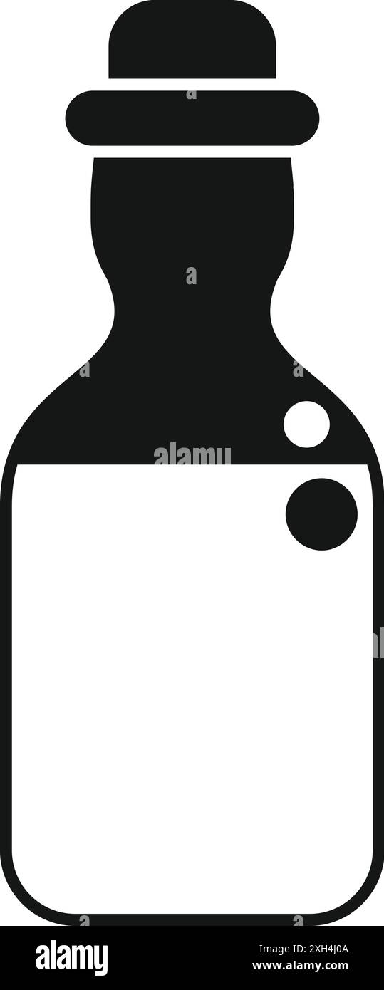 Bouteille de saké avec un col étroit et icône de bouchon noir Illustration de Vecteur