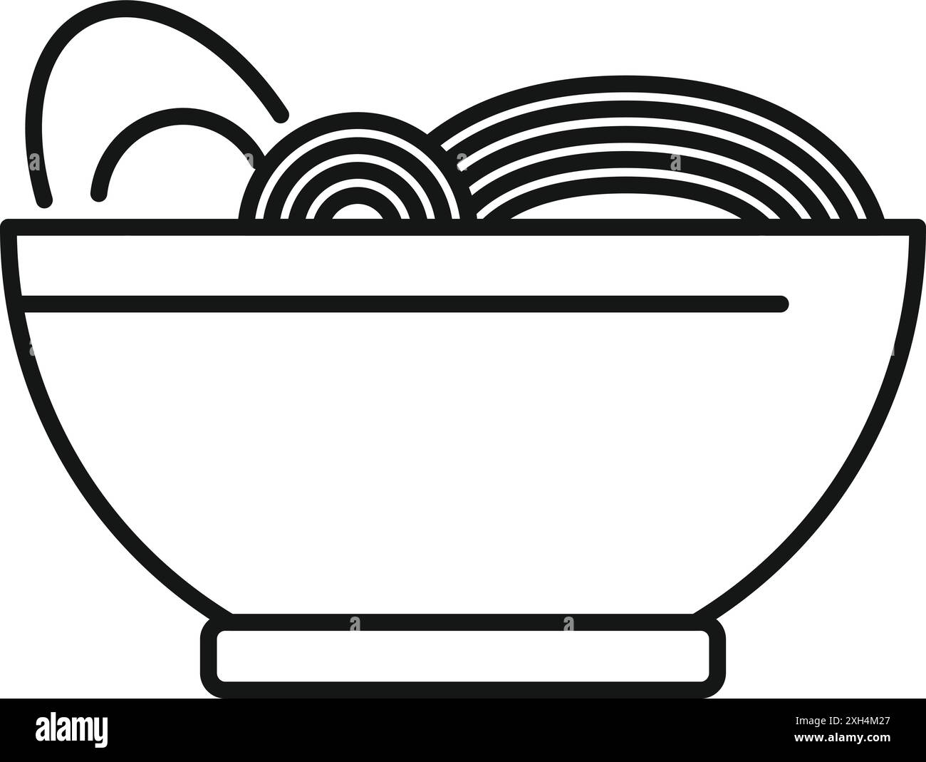 Simple dessin au trait d'un bol de nouilles, parfait pour représenter la cuisine asiatique ou la nourriture à emporter Illustration de Vecteur
