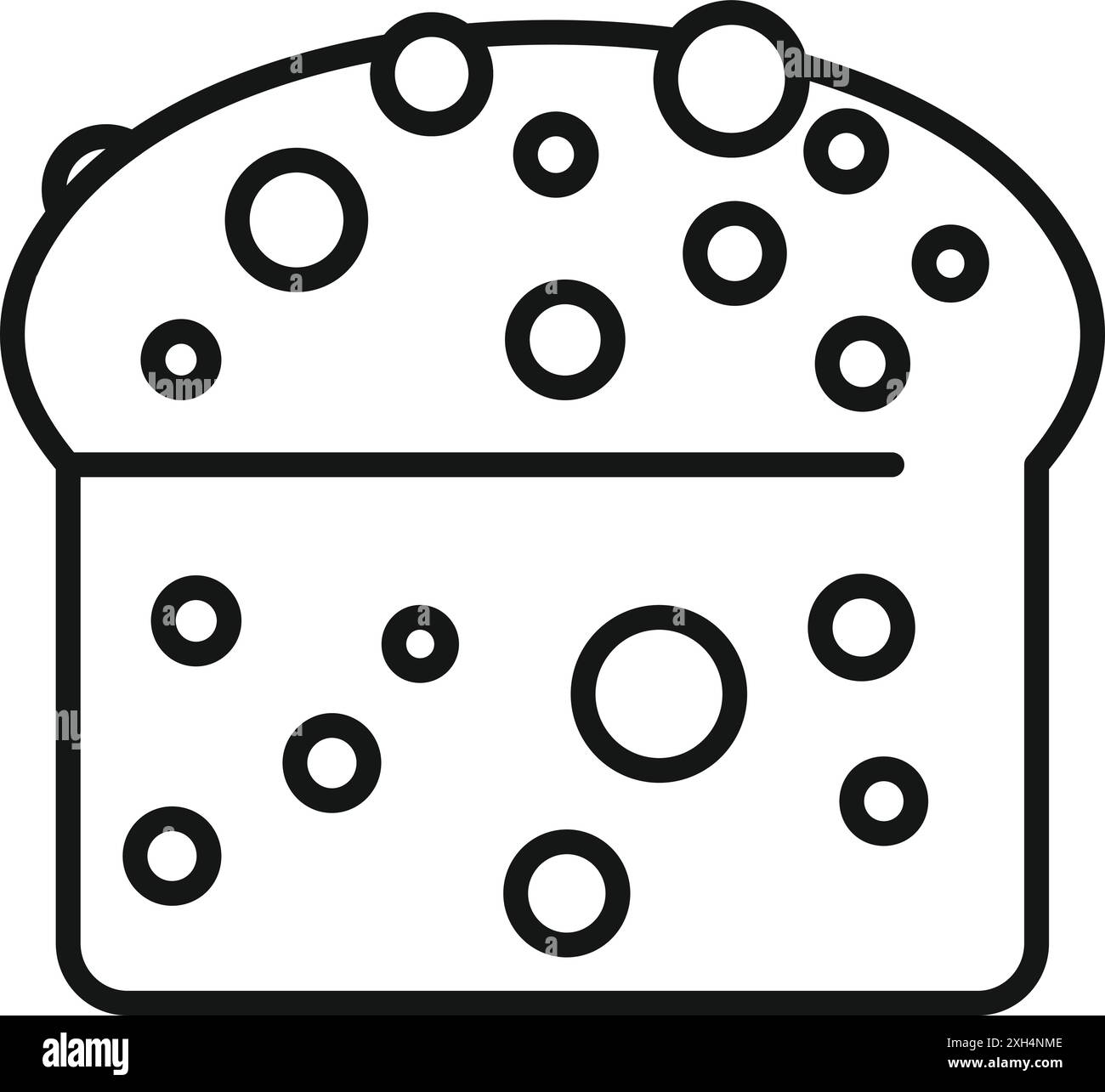 Icône d'art de ligne d'un pain de pâques traditionnel avec vitrage rond en cours de préparation pour les vacances Illustration de Vecteur