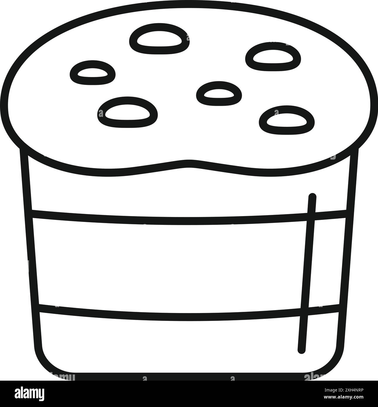 Dessin au trait d'un gâteau de pâques traditionnel avec des raisins secs, parfait pour des motifs à thème de vacances Illustration de Vecteur