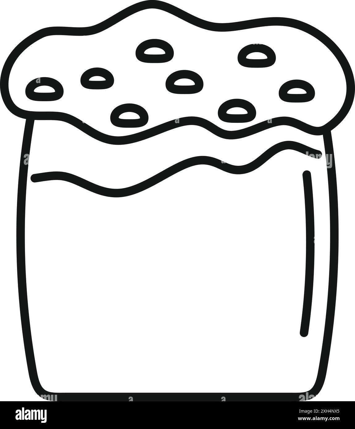 Simple dessin au trait d'un gâteau de pâques glacé avec des pépites, un dessert traditionnel parfait pour célébrer les vacances Illustration de Vecteur