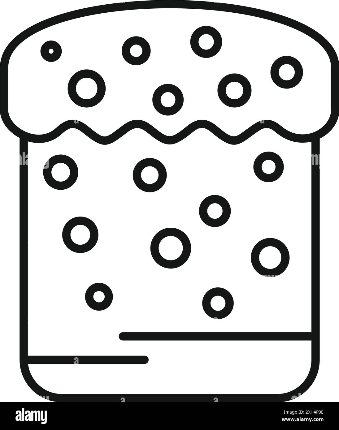 Simple dessin au trait noir et blanc d'un gâteau de pâques traditionnel avec glaçage blanc et saupoudrages Illustration de Vecteur