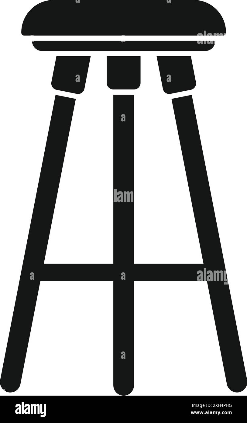 Tabouret rond simple debout sur quatre jambes, icône dans un style simple isolé sur fond blanc Illustration de Vecteur