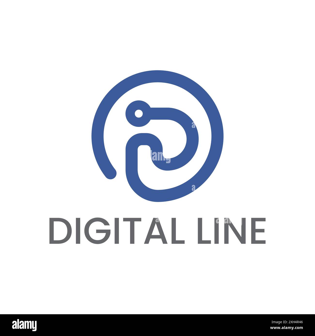 Modèle de logo abstrait numérique en forme de cercle de lettre P technologie de circuit de ligne numérique Illustration de Vecteur