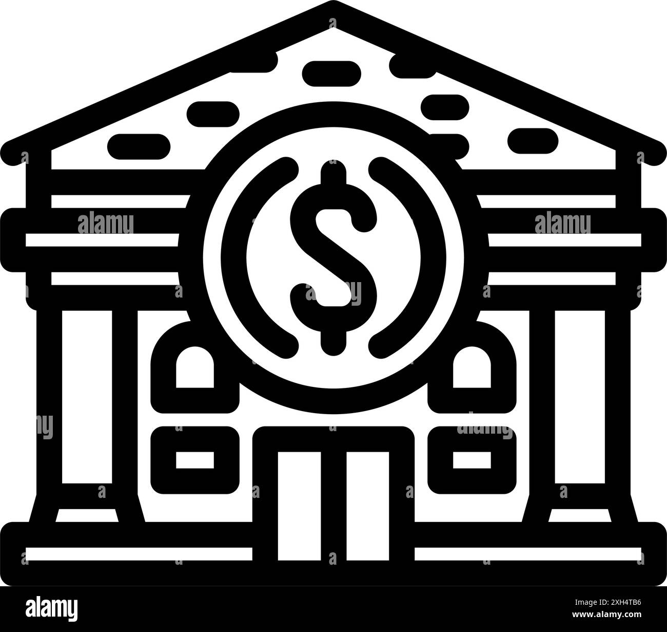 illustration vectorielle d'icône de ligne de construction de banque de gratte-ciel Illustration de Vecteur