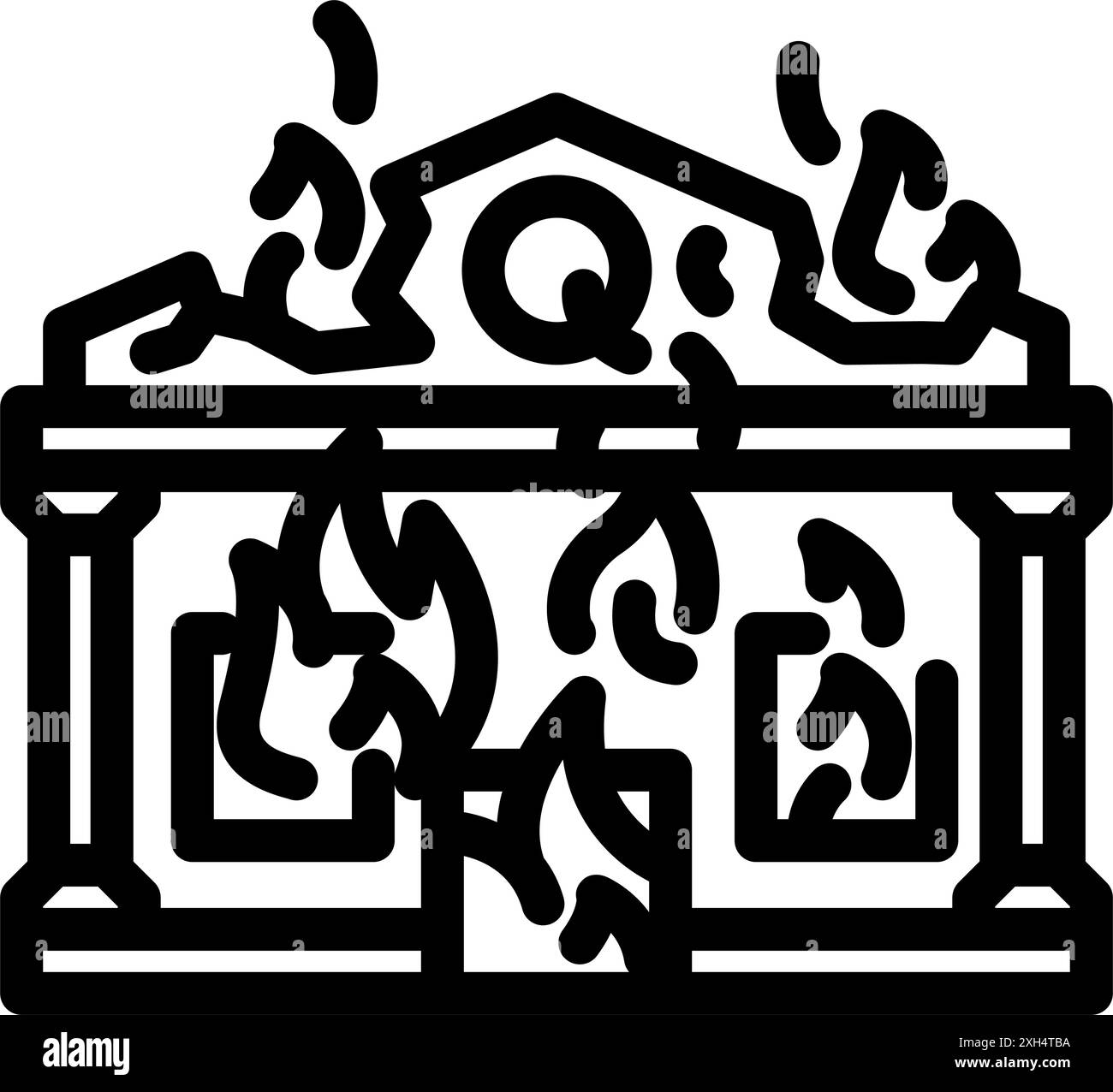 illustration vectorielle d'icône de ligne de construction de banque d'économie Illustration de Vecteur