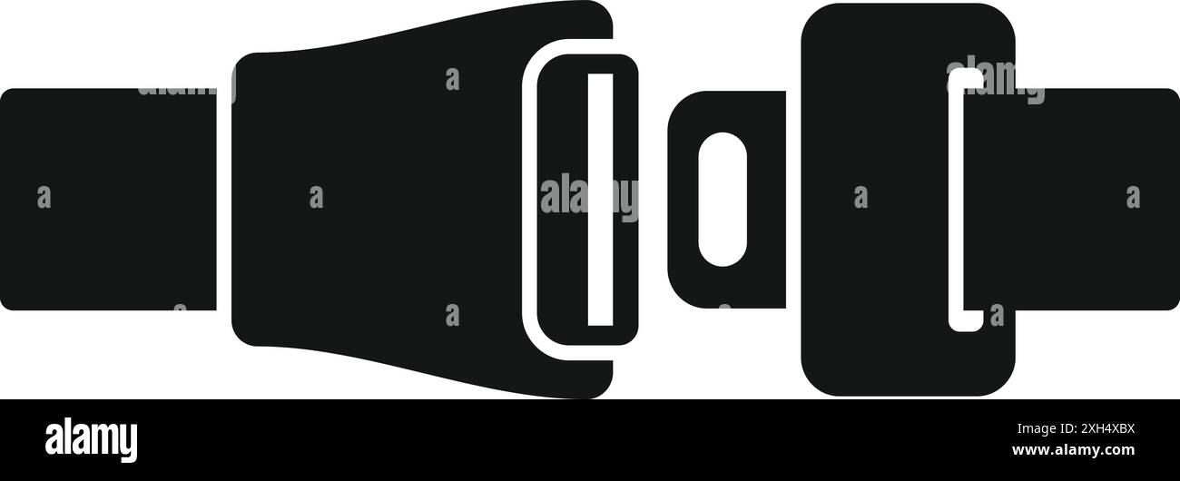 La boucle de ceinture de sécurité noire est attachée, protégeant les passagers d'un accident de voiture Illustration de Vecteur