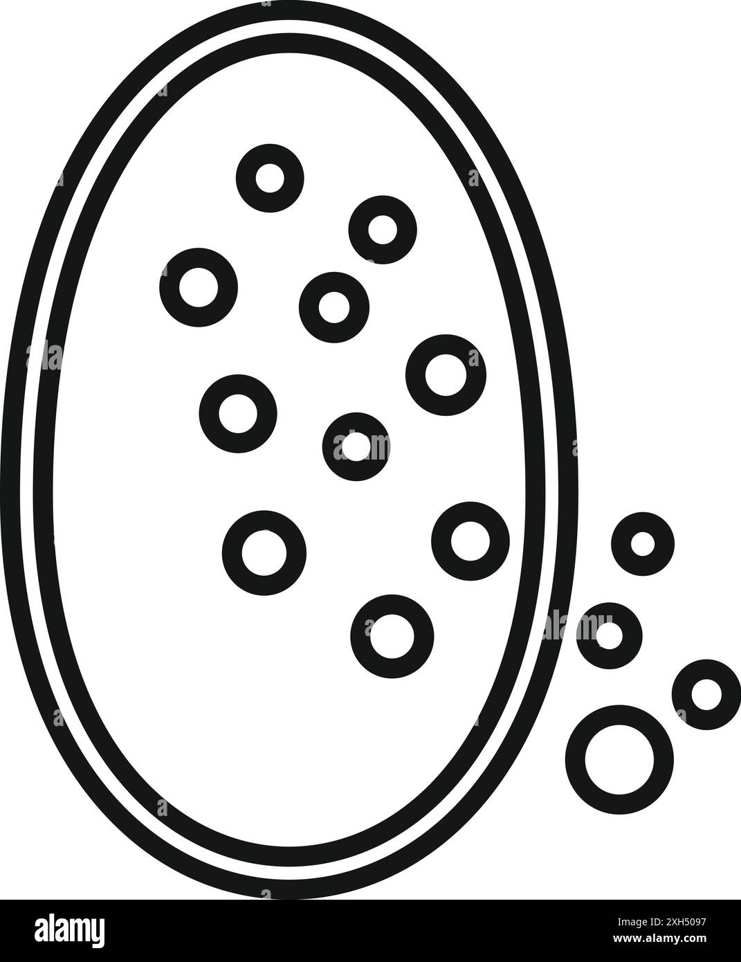 Icône de contour noir d'une boîte de Pétri avec des bactéries qui se propagent et se développent Illustration de Vecteur