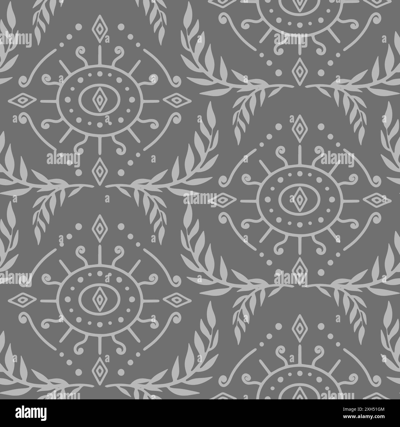 Motif Damas gris sans couture avec motifs tropicaux Illustration de Vecteur