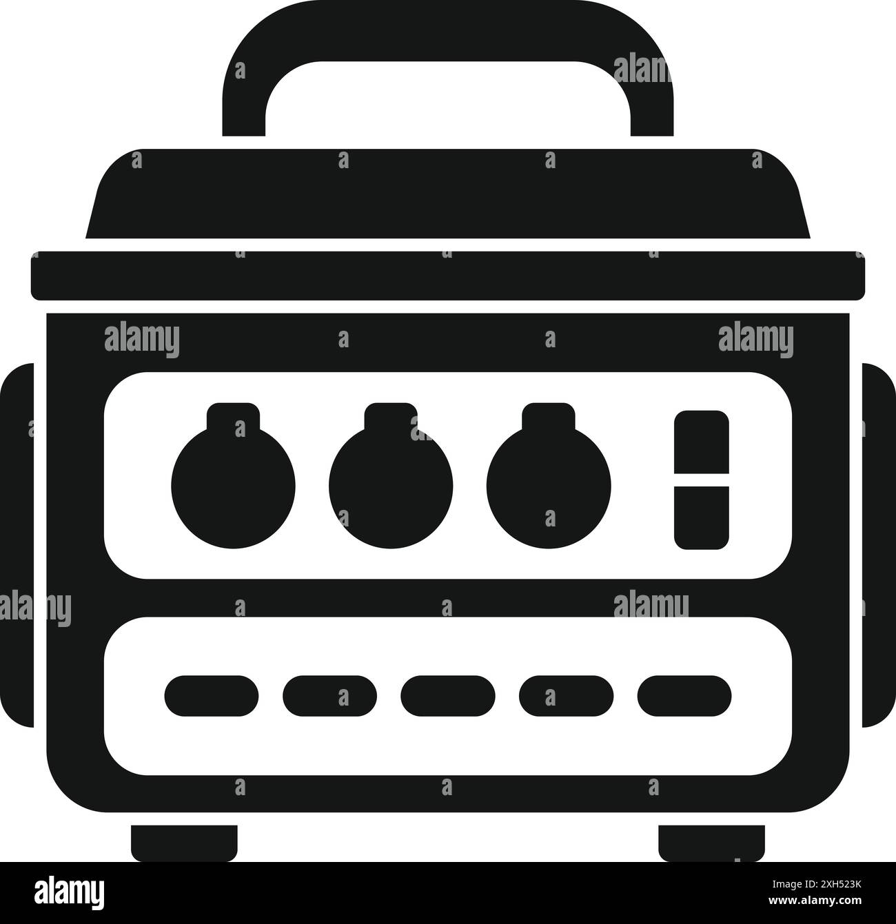 Centrale électrique portable noire fournissant de l'électricité en cas de coupure de courant, avec plusieurs prises et une poignée pour un transport facile Illustration de Vecteur
