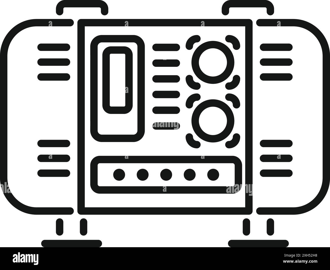 Dessin au trait d'un tableau de commande électrique avec boutons et écran affichant des informations importantes Illustration de Vecteur