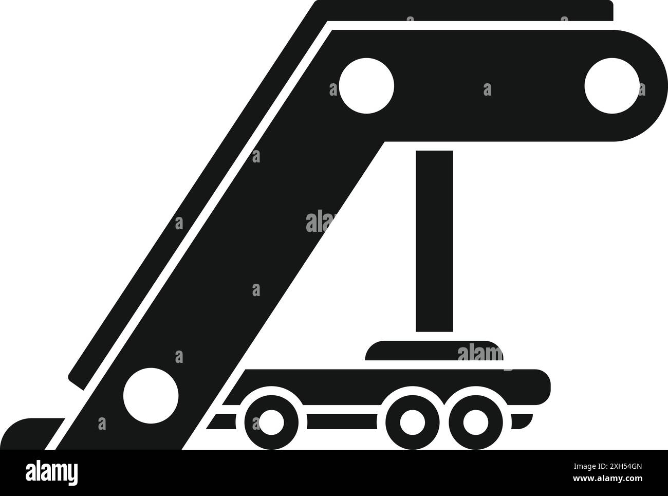 Silhouette d'une passerelle d'aéroport mobile utilisée pour l'embarquement et le débarquement des passagers d'un avion Illustration de Vecteur