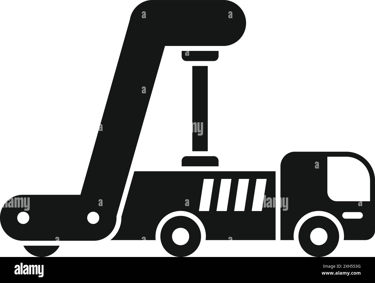 Camion à ordures soulevant une benne à ordures à l'aide d'un système hydraulique Illustration de Vecteur