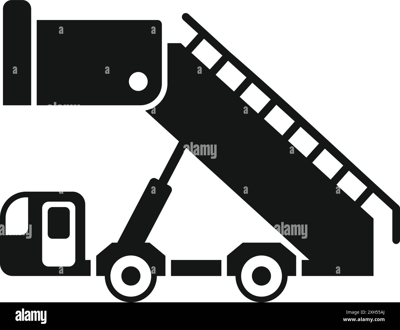 Icône de silhouette d'un camion d'escalier d'embarquement de passager d'aéroport Illustration de Vecteur