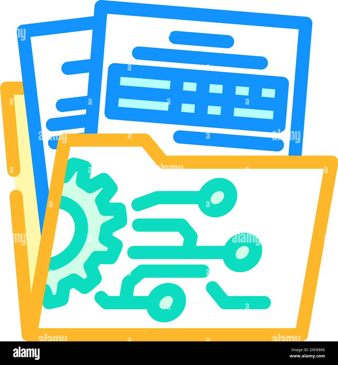 illustration vectorielle d'icône couleur de processus métier de gouvernance de données Illustration de Vecteur