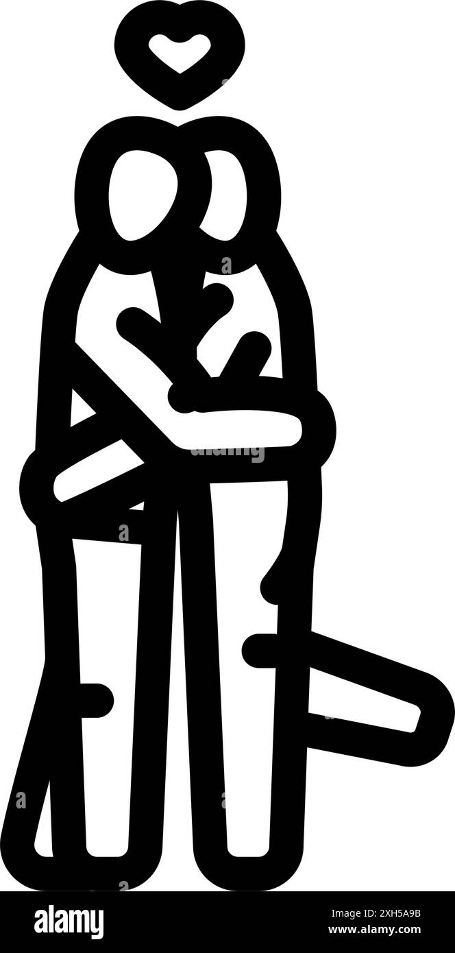 illustration vectorielle d'icône de ligne d'amour de couple gay lgbt Illustration de Vecteur