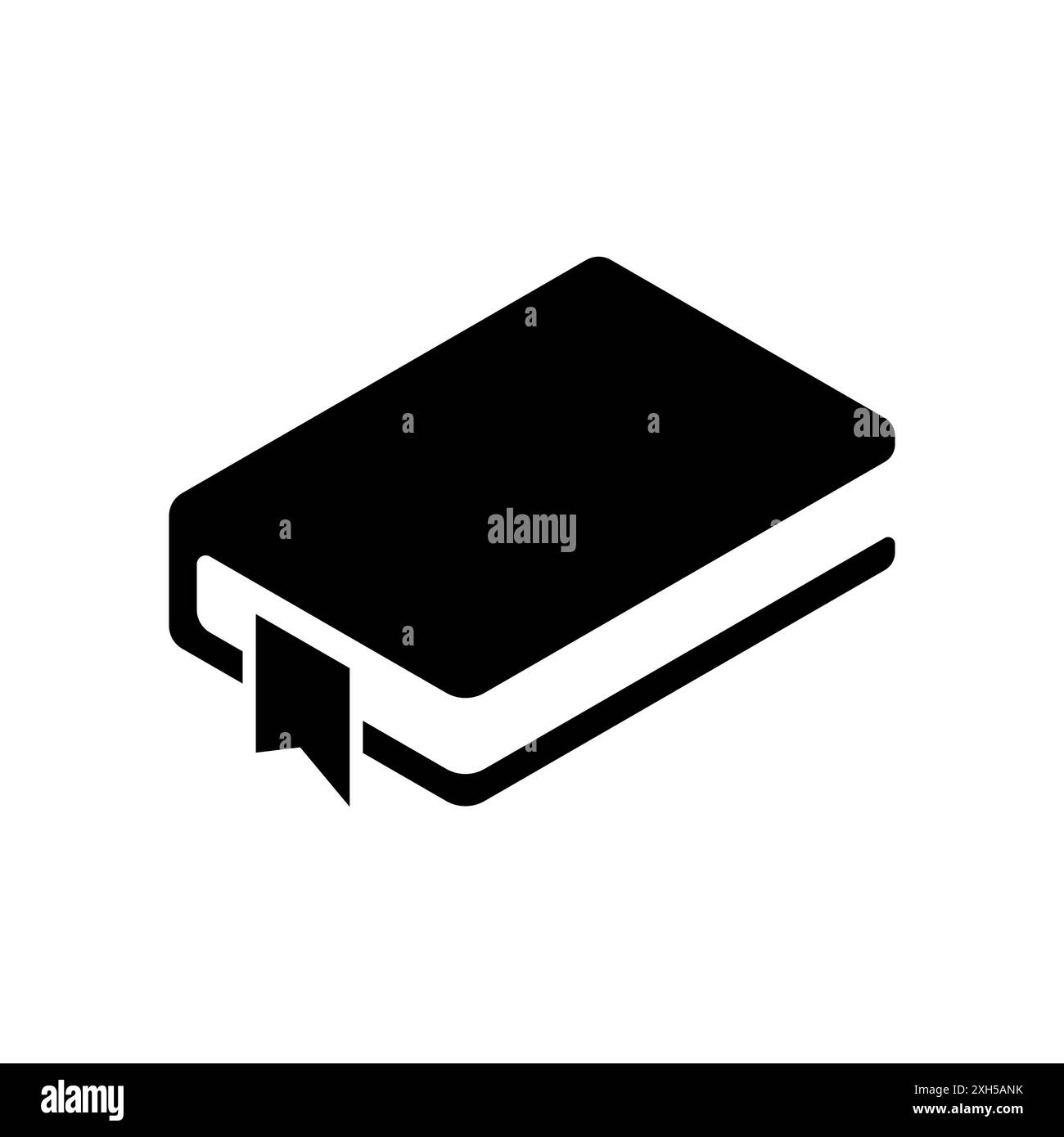 Icône de livre avec signet isolé. Symbole de livre noir simple avec étiquette. Concept de lecture et de littérature. Fond blanc. Elément de conception de modèle de livre. Illustration de Vecteur