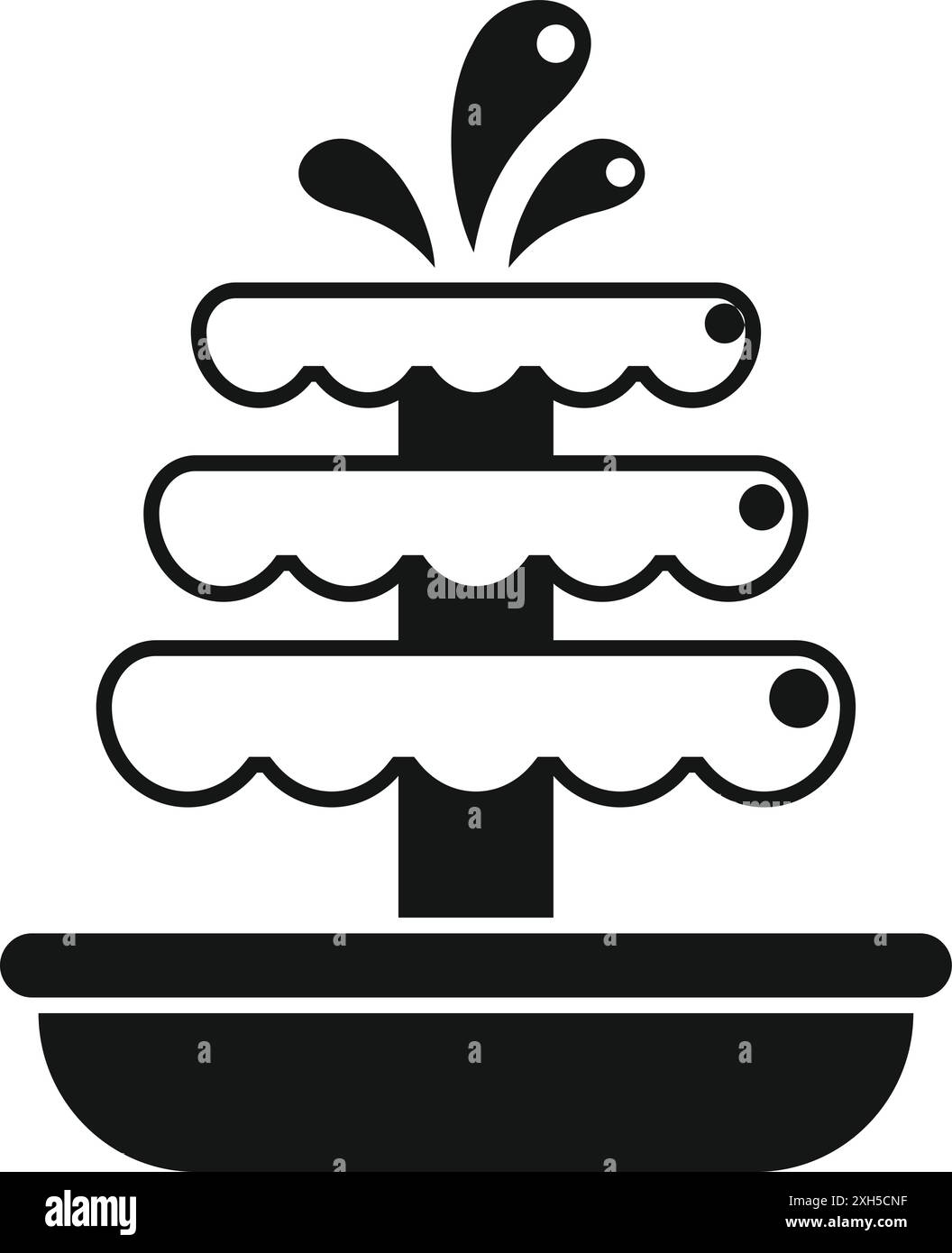 Icône simple d'une fontaine d'eau décorative en cascade de l'eau dans un bassin Illustration de Vecteur